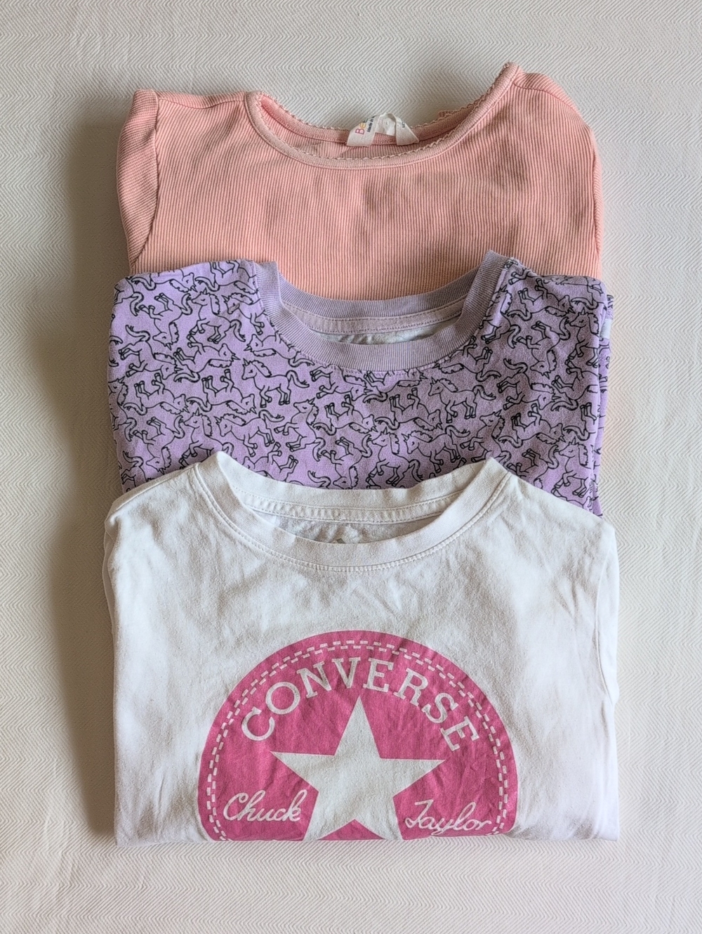 Converse Beebay JK Girls Long Sleeve Shirt Graphic Tee Bundle 3 Pack Lot Size 6